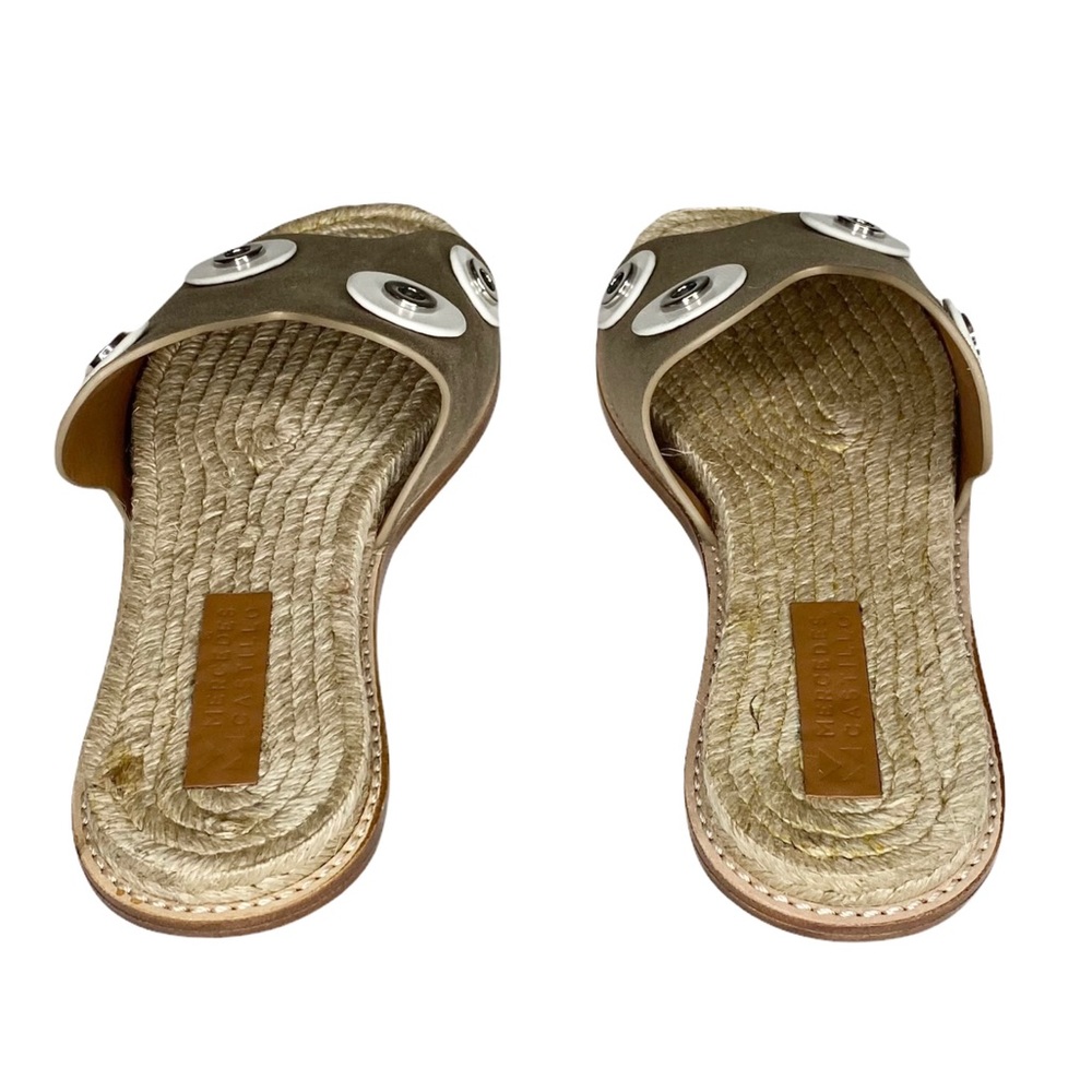 new Mercedes Castillo ✪ Oversized Metal Hardware Sandals Sandal ✪ Natural Suede - Picture 7 of 16